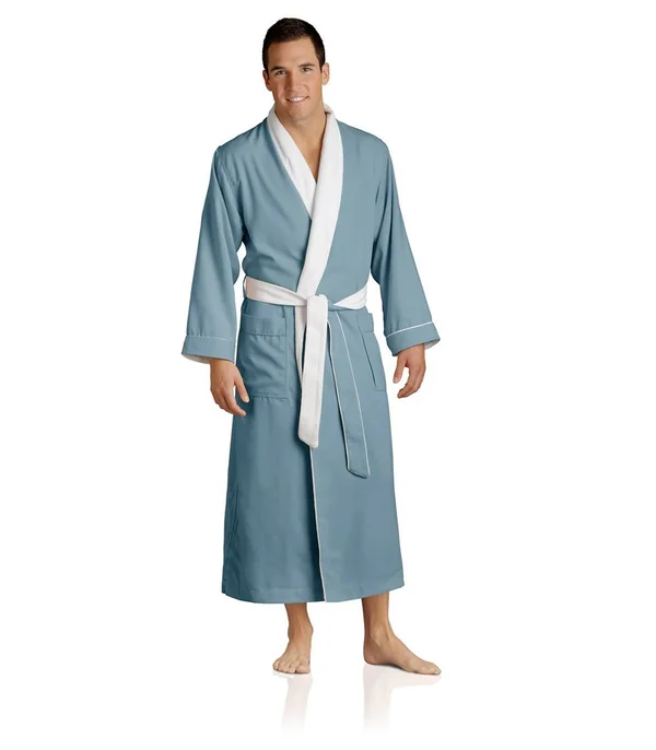 Plush Necessities Spa Robe - Luxury Microfiber Terry - Men's Best Hotel Bathrobe - Blue, 3XL