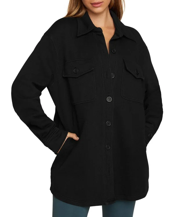 Good American Women's Fleece Shacket - Black - Size 7/8