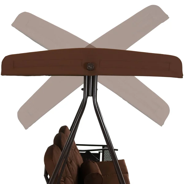 Sunnydaze Decor 3-Person Steel Frame Outdoor Canopy Swing with Side Tables - Brown