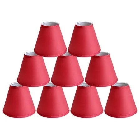 Urbanest Satin Chandelier Lamp Shade - 3x6x5 inch, Burgundy, Set of 9, Red