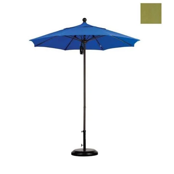 California Umbrella 7.5& Fiberglass Market Umbrella Push Open Bronze/Olefin/Kiwi