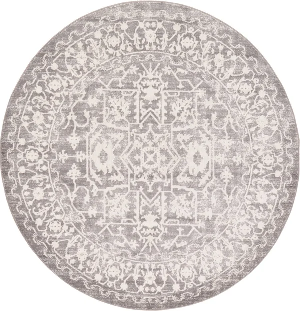 Unique Loom Olympia New Classical Area Rug (6& x 6& Round - Gray)
