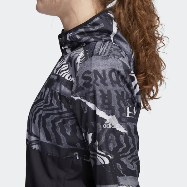 Adidas Women's Own The Run City Clash Wind Jacket - Size: Medium, Black