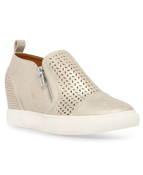DV Dolce Vita Krissa Perforated Wedge Sneakers - Soft Gold
