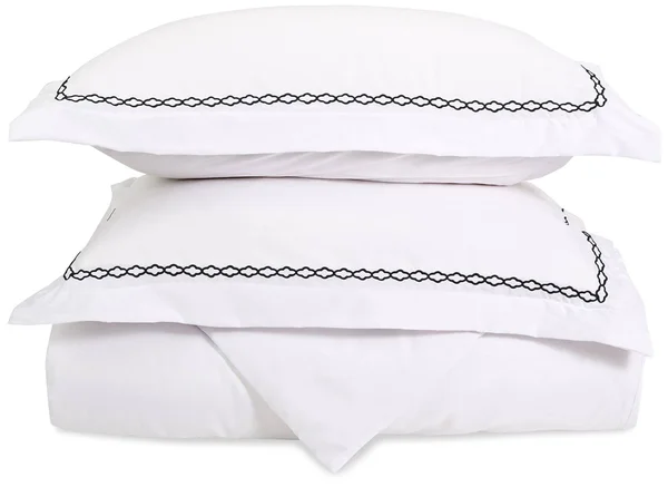 Superior Microfiber King/Cal.King Duvet Cover Set White/Clouds White Embroidery King White King