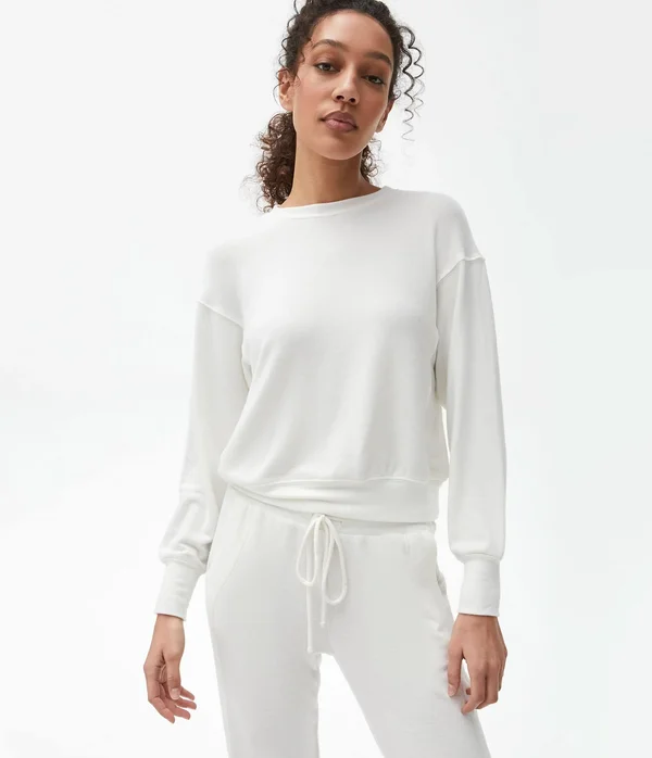 Michael Stars Women's Gigi Crew Neck Top Pullover in Yellow - Size Large