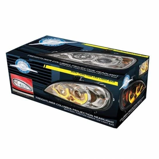 Freightliner Columbia Projection Headlight w/ Dual LED Light - Blackout - Driver