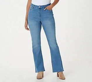 Denim & Co. Easy Stretch Denim Regular Pull-OnBootcut Jeans, Size Plus 20, Light Wash