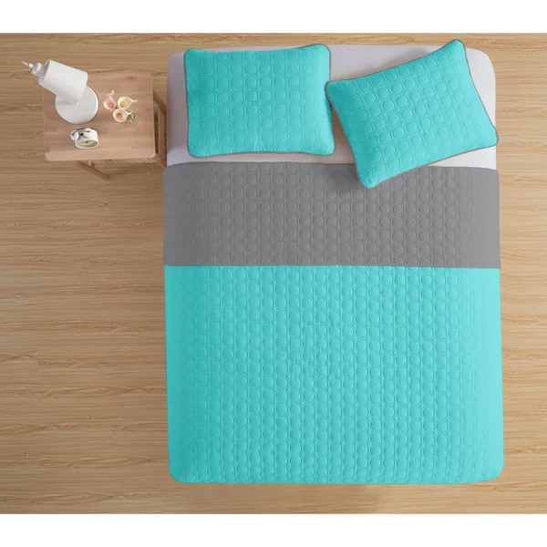 MHF Home Bethany Reversible 3-Piece Quilt Set - Size: King, Green