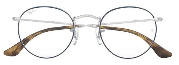 Ray Ban RX3447V Vista Round Metal - 2970 Silver On Top Blue, Size 47-21-140