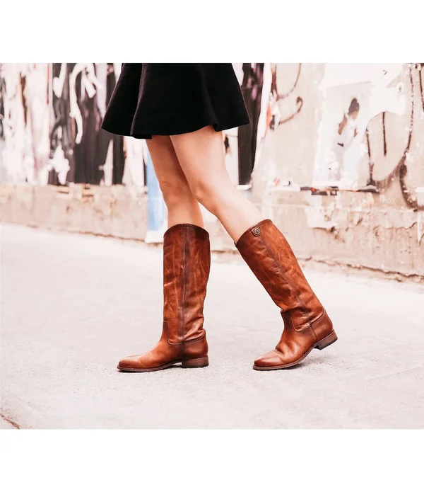 Frye Melissa Button 2 Wide Calf in Cognac, Women's Size 6.5