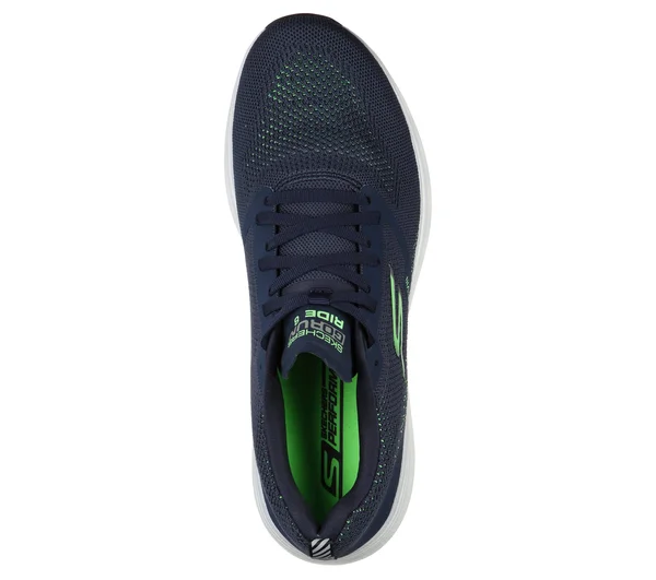 Skechers Men's GOrun Ride 8 Hyper Running Shoes - Navy, Green, 10.5