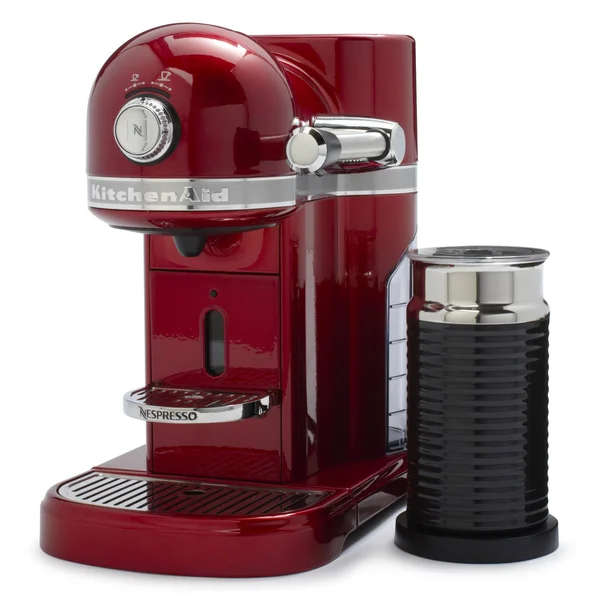 KitchenAid Candy Apple Red Nespresso Espresso Maker with Aeroccino Milk Frother