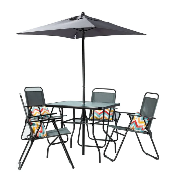 Jake 6 Piece Bistro Dining Set with Umbrella - Red