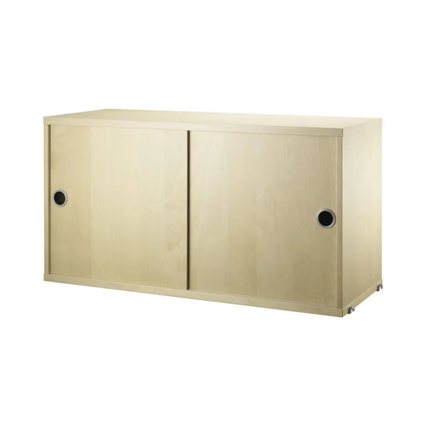 String Cabinet with Sliding Doors - Ash, D: 20cm