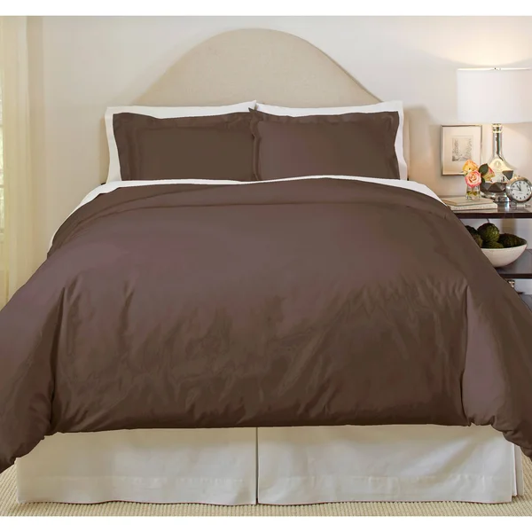 Pointehaven 500 Thread Count Cotton 3-Piece Duvet Cover Set Sage King