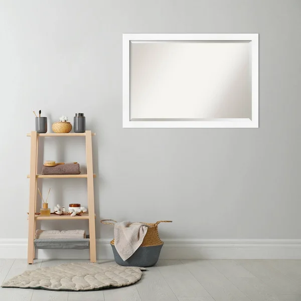 Amanti Art Narrow Cabinet White Bathroom Vanity Wall Mirror - 39x27