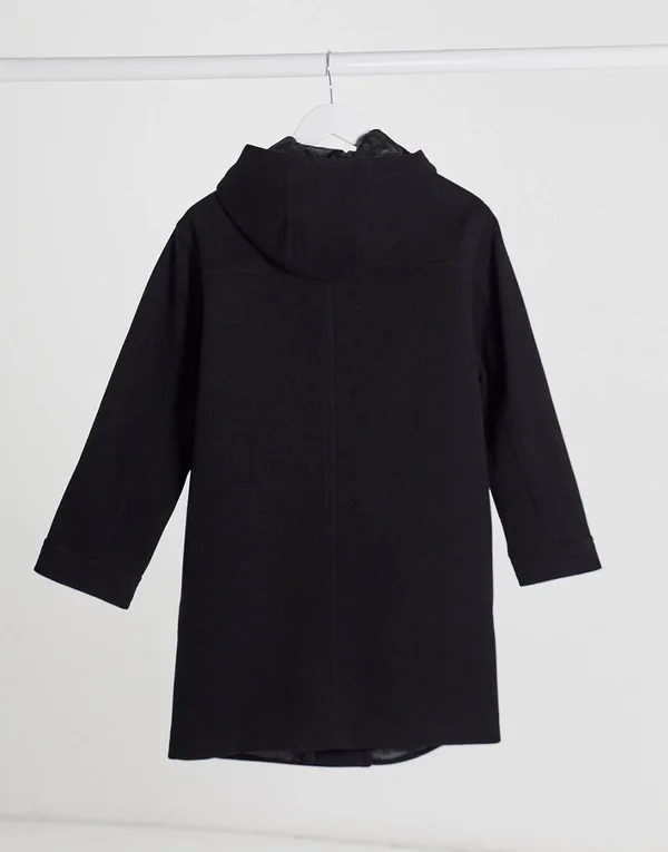 ASOS Design Petite Textured Hood Coat in Black