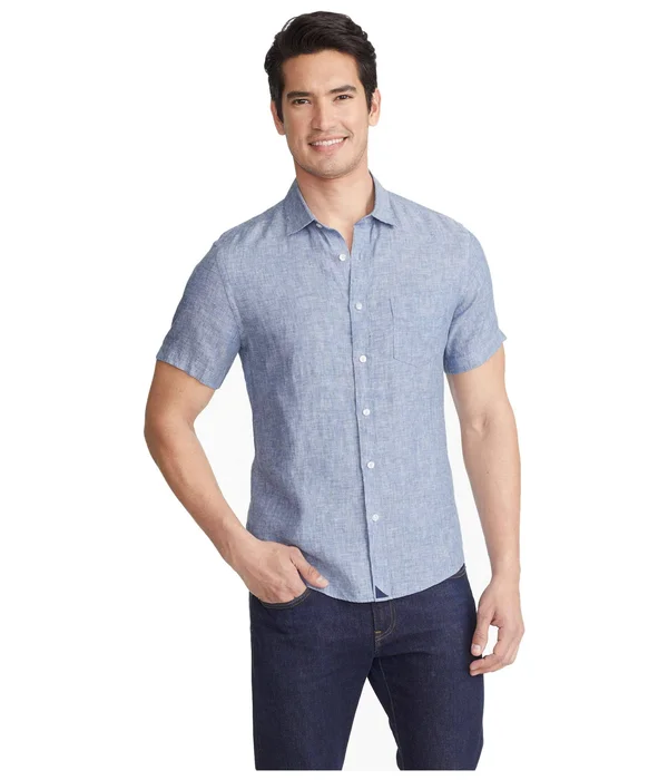 UNTUCKit Wrinkle-Resistant Short Sleeve Linen Shirt Men's Long Sleeve Button Up Blue : 2XL Tall Regular Fit