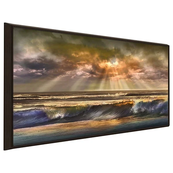 Waves of Light by Mike Calascibetta Canvas in Floating Frame - Orange - 21.5x22 H x 33.5x22 W x 2x22 D