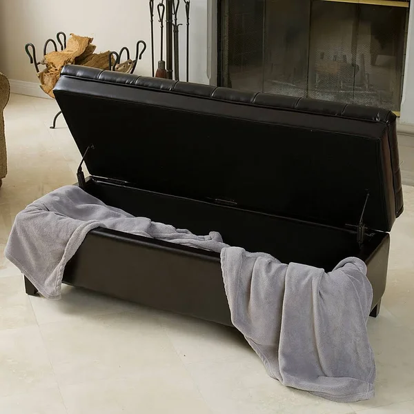 Noble House Hastings Espresso Tufted Storage Ottoman - Brown