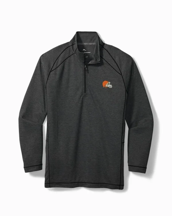 Tommy Bahama Men's Big & Tall NFL Final Score IslandZone Half-Zip Sweatshirt - cleveland_browns - Size 5XLB