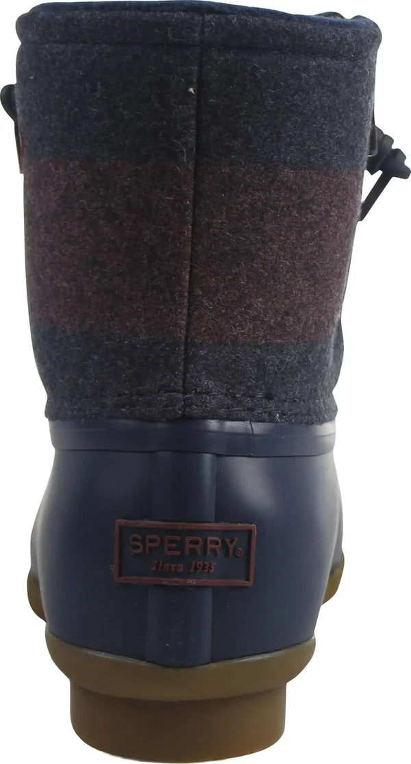 Sperry Top-Sider Saltwater Varsity Stripe Wool Boot - Women's Navy/Wine - 9.5