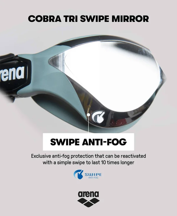 Arena Cobra Tri Swipe Mirror Goggles Silver Army