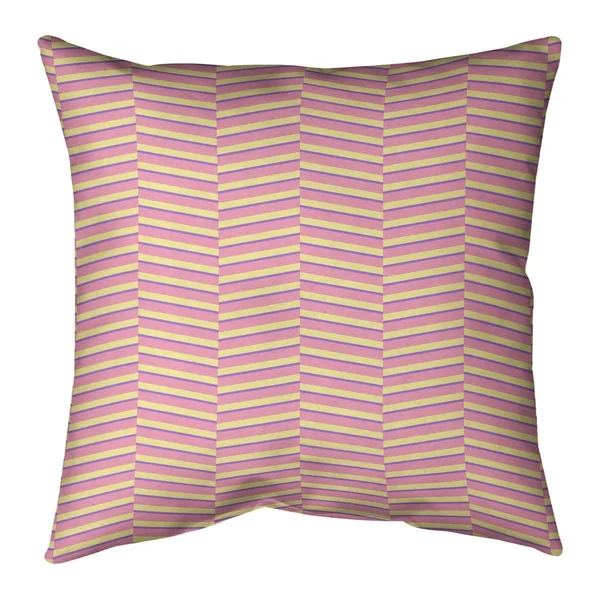 Porch & den Blaze Tri-Color Fractured Stripes Throw Pillow - 16 x 16 - Pink Green & Yellow - Linen