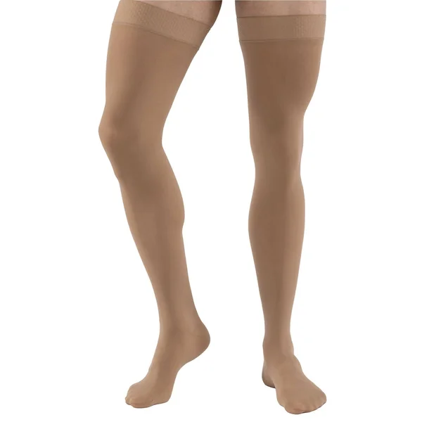Jobst Relief 20-30 Open Toe Thigh Compression Stockings Silicone Dot Band - Beige - Small - Petite