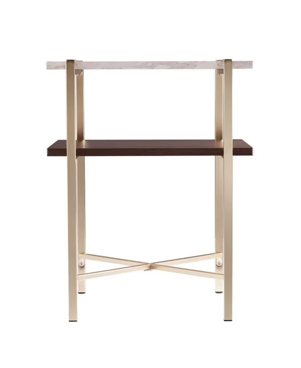 Southern Enterprises Valera Square Faux Marble End Table with Storage - White