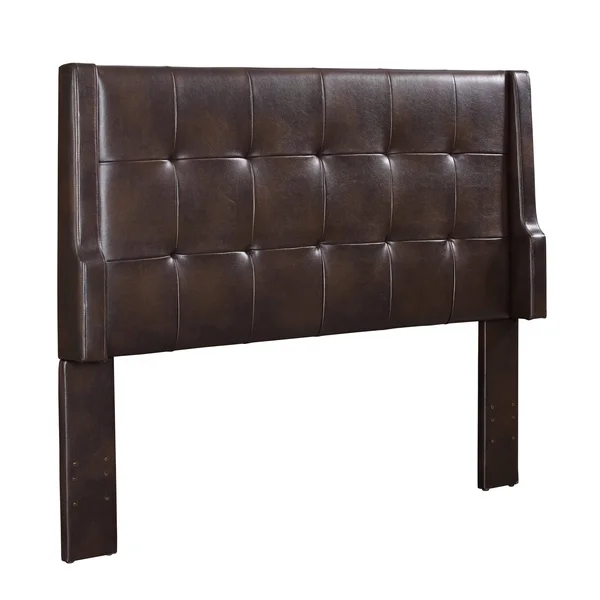 Leatherette Queen and Full Size Headboard with Tufted Details - Brown