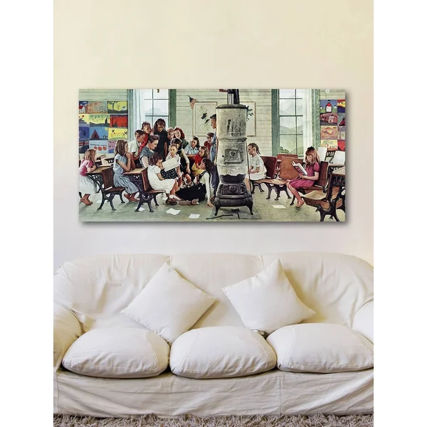 Marmont Hill 'Norman Rockwell Visits A Country School' by Norman Rockwell Painting Print on Canvas - 30 x 60