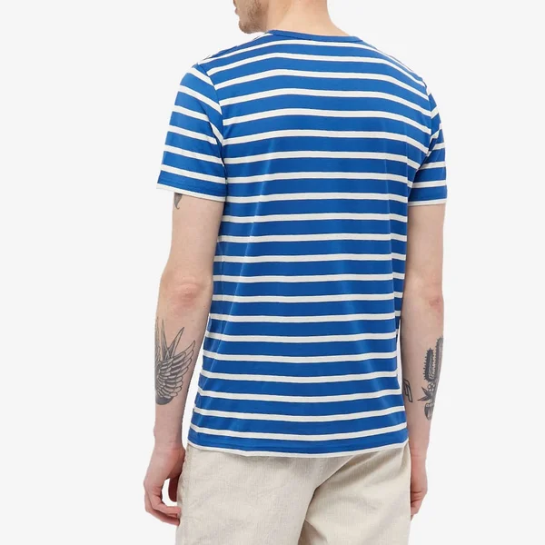 Sunspel Classic Crew Neck Tee Ink & Ecru - Ink & Ecru - Small - 100% Cotton - Men's