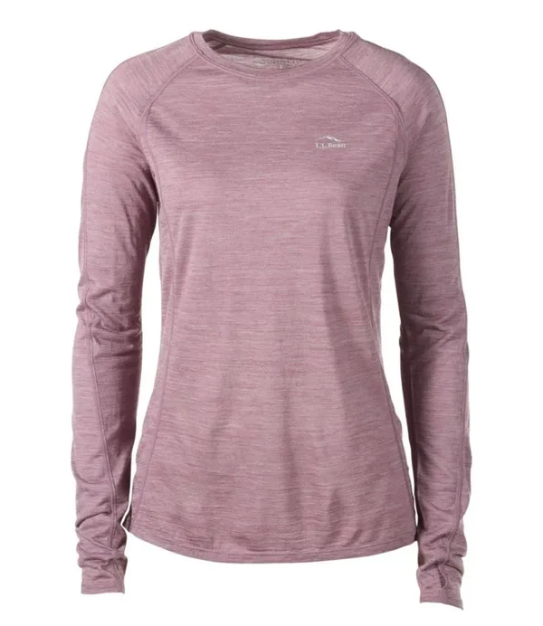 Women's Cresta Wool Ultralight Base Layer - Long Underwear - Long-Sleeve Striped Purple Small, L.L.Bean