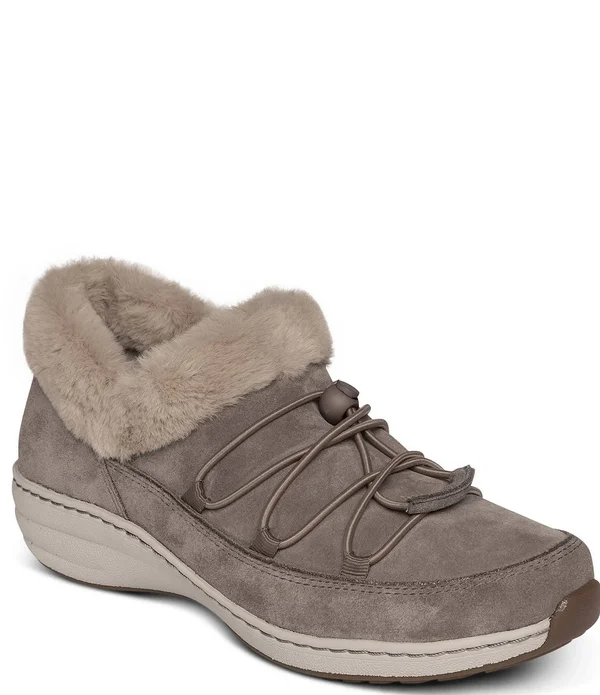Aetrex Chrissy Waterproof Suede Faux Fur Lined Ankle Booties - 42(10.5/11M)