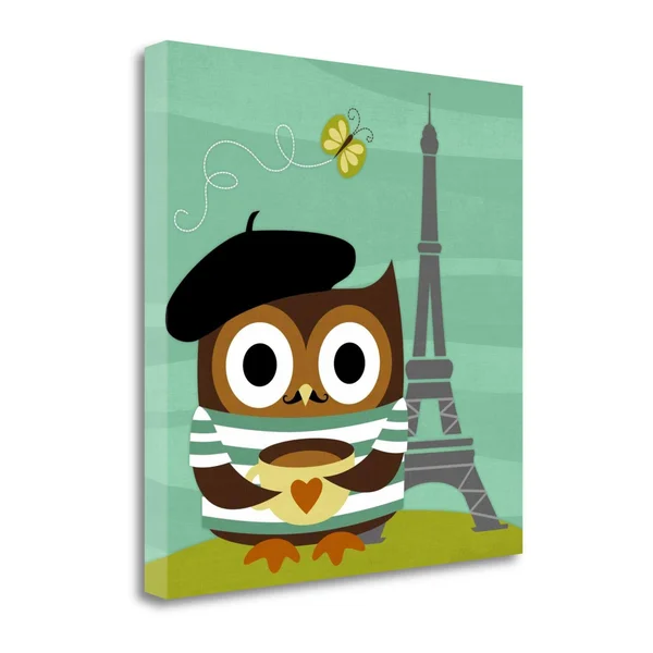 Owl in Paris by Nancy Lee - 24x22 x 24x22 Fine Art Giclee Print on