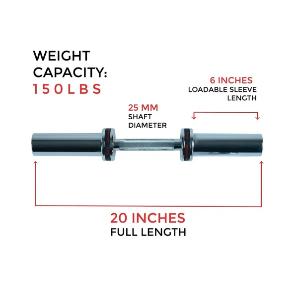 Sunny Health & Fitness 20x22 Olympic Single Dumbbell Handlebar with Ring Collars, Ob-20