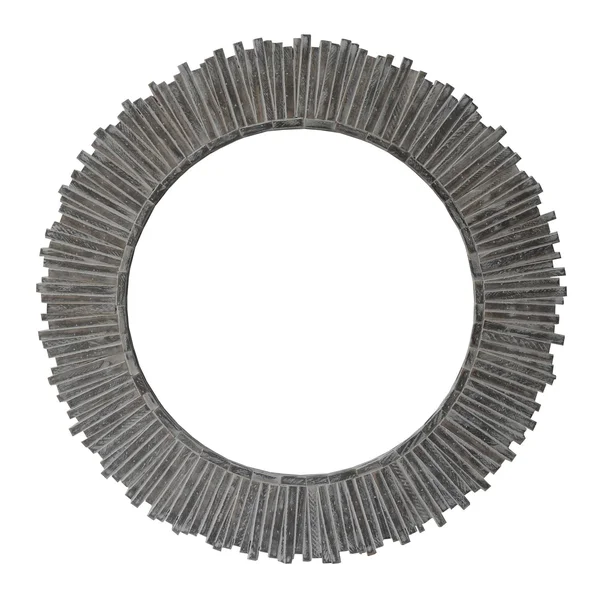 The Urban Port 32 inch Round Beveled Floating Wall Mirror with Sunflower Wooden Frame, Gray