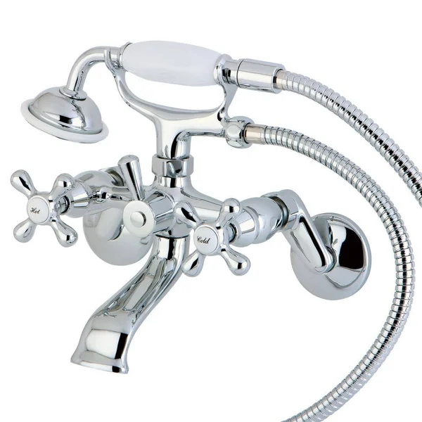 Kingston Brass KS266PB Tub Wall Mount Clawfoot Tub Filler with Hand Shower - Polished Brass
