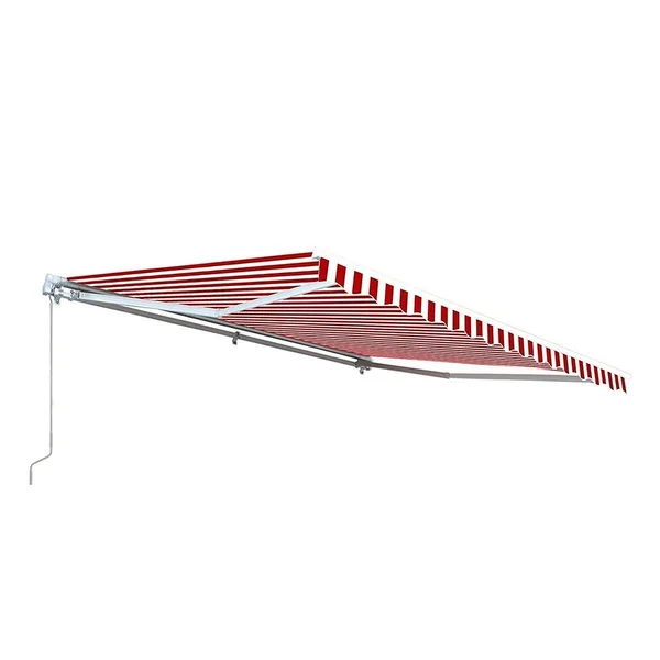 Aleko AW6.5X5REDWT05-UNB 6.5 x 5 ft. Patio Retractable Awning Red & White Stripes