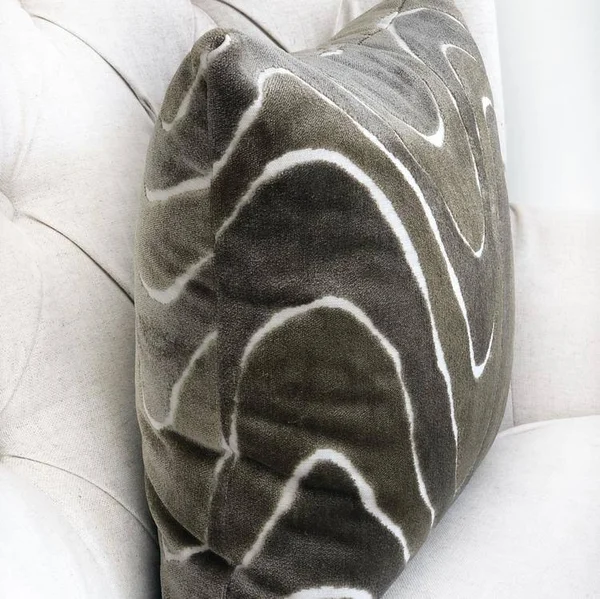 Plutus PBRAZ397-2424-DP Sensous Waves Taupe Ivory Greige Handmade Luxury Pillow 24 x 24 in.