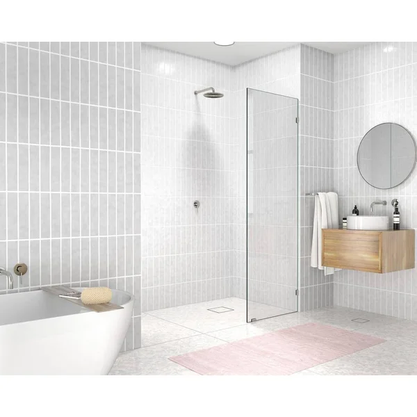 Glass Warehouse 19.5 in. W x 78 in. H Single Fixed Panel Frameless Shower Door in Brushed Nickel