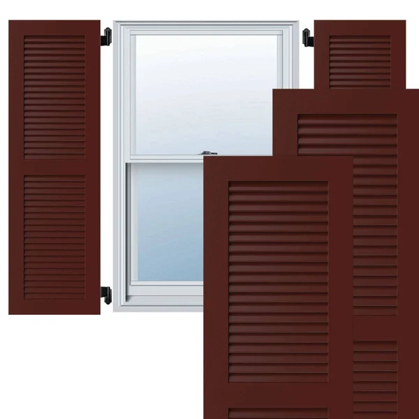 Ekena Millwork CWL15X074CRC 15x22W x 74x22H Exterior Composite Louvered Shutters (Per Pair) - Cottage Red