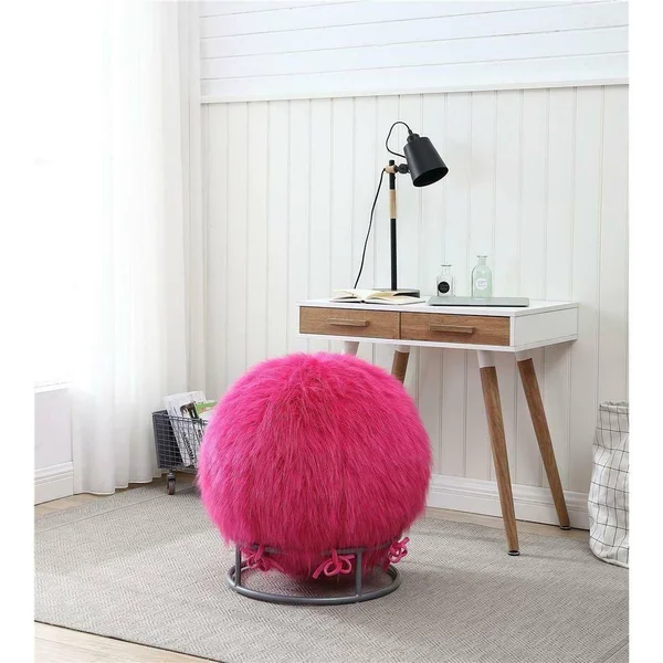 GoodGram Premium Posture Fuzzy Yoga Exercise Ball & Chair Set - 60 in. W x 60 in. L, Pink