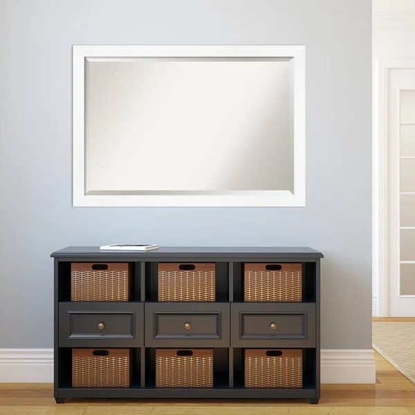 Amanti Art Narrow Cabinet White Bathroom Vanity Wall Mirror - 39x27