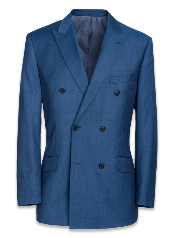 Men's Suit - Tailored Fit in Solid Slate Blue Sharkskin - Paul Fredrick