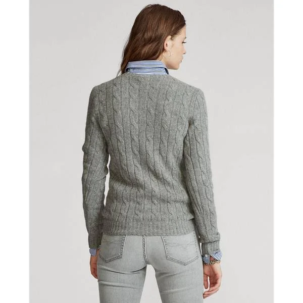 Ralph Lauren Women's Cable-Knit Cashmere Sweater - Size Xs in Battalion Grey Heather