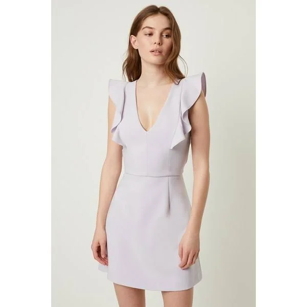 French Connection Whisper Ruffle V-Neck Dress - Lavender Frost - 4