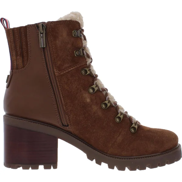 Tommy Hilfiger Lamere Womens Suede Almond Toe Booties - Medium Green